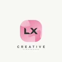 Elementos de plantilla de diseño de icono de logotipo de letra inicial lx con arte colorido de onda vector