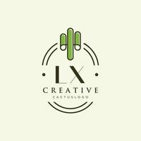 LX Initial letter green cactus logo vector