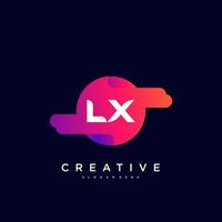 LX Initial Letter logo icon design template elements with wave colorful art vector