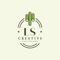 LS Initial letter green cactus logo vector