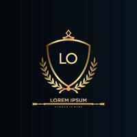 LO Letter Initial with Royal Template.elegant with crown logo vector, Creative Lettering Logo Vector Illustration.