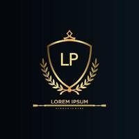 LP Letter Initial with Royal Template.elegant with crown logo vector, Creative Lettering Logo Vector Illustration.