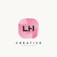 LH Initial Letter logo icon design template elements with wave colorful art vector