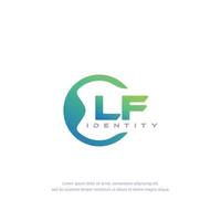 LF Initial letter circular line logo template vector with gradient color blend