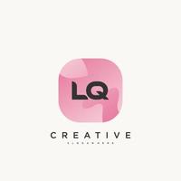 Elementos de plantilla de diseño de icono de logotipo de letra inicial lq con arte colorido de onda vector