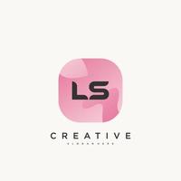 LS Initial Letter logo icon design template elements with wave colorful art vector