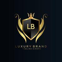 LB Letter Initial with Royal Template.elegant with crown logo vector, Creative Lettering Logo Vector Illustration.