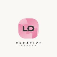 LO Initial Letter logo icon design template elements with wave colorful art vector