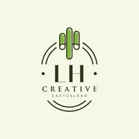 LH Initial letter green cactus logo vector