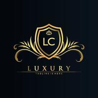 LC Letter Initial with Royal Template.elegant with crown logo vector, Creative Lettering Logo Vector Illustration.