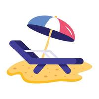 un icono de vector plano de cama de playa