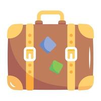 Bag with hat, beach accessories flat icon vector