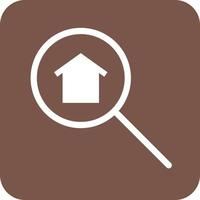 Find House Glyph Round Background Icon vector