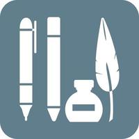 Writing Equipment Glyph Round Background Icon vector