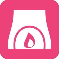 Fireplace Glyph Round Background Icon vector