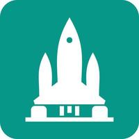 Rocket II Glyph Round Background Icon vector