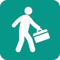 Walking with Briefcase Glyph Round Background Icon vector