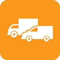 Parked Trucks Glyph Round Background Icon vector