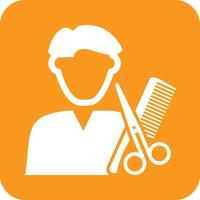 Barber Glyph Round Background Icon vector