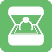 Ring in a box Glyph Round Background Icon vector