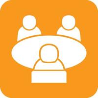Panel Interview Glyph Round Background Icon vector