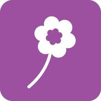 Flower with leaves Glyph Round Background Icon vector