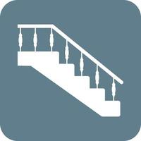 Staircase Glyph Round Background Icon vector