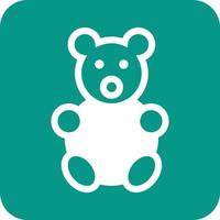 Stuffed Bear Glyph Round Background Icon vector