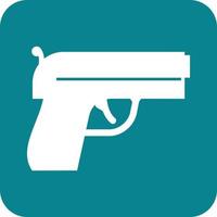 Pistol Glyph Round Background Icon vector