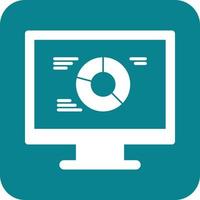 Online Statistics Glyph Round Background Icon vector