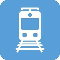 Train Tracks Glyph Round Background Icon vector