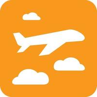 Plane Flying Glyph Round Background Icon vector