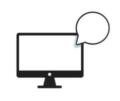 laptop computer with bubble chat png