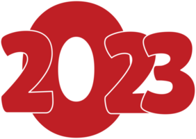 rojo 2023 feliz año nuevo numérico con contorno blanco. diseño de texto de logotipo de número png