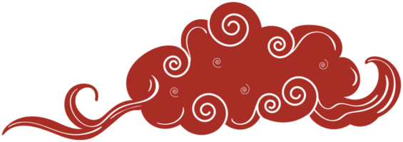 nuage chinois. élément de design rouge et blanc incurvé traditionnel png