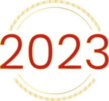 Numéro du nouvel an 2023 avec des arcs de dégradé d'or d'ornement png