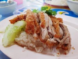 Thai crispy fried chicken with rice photo