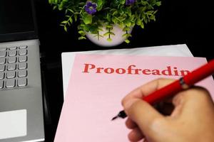 proofreading sheet on table photo