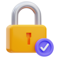 3d verified padlock cyber security icon illustration rendering png