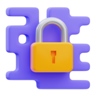 Rendu d'illustration d'icône de cybersécurité de cadenas internet 3d png