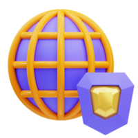 Representación 3d de la ilustración del icono de seguridad cibernética de Internet seguro protegido png