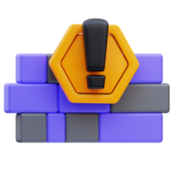 3d rendering of firewall caution cyber security icon illustration png