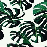 patrón de monstera verde fondo blanco. patrón exótico con hojas tropicales. ilustración vectorial patrón de hoja de monstera. hojas de palmeras tropicales. tela de diseño exótico, estampado textil, papel de regalo vector