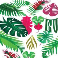 green monstera pattern white background. exotic pattern with tropical leaves. Vector illustration. monstera leaf pattern. Tropical palm leaves. Exotic design fabric, textile print, wrapping paper