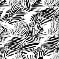 hojas exóticas de patrones sin fisuras en blanco y negro. Fondo decorativo elegante vector abstracto. hojas de palma tropical, patrón floral vectorial sin costuras de hoja de selva. fondo de pantalla de estilo tropical grunge.