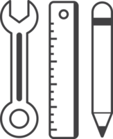 pencil with pen and wrench illustration in minimal style png