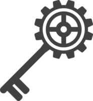 cog shaped key illustration in minimal style png