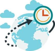 world and clock illustration in minimal style png