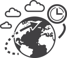 world and clock illustration in minimal style png