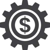 money and cogs illustration in minimal style png